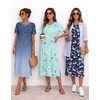 Ekouaer 3 Pack Long Nightgowns for Women Split Hem Sleepshirt(Blue Vine/Light Blue Floral/White Floral)