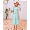 Ekouaer 3 Pack Long Nightgowns for Women Split Hem Sleepshirt(Blue Vine/Light Blue Floral/White Floral)