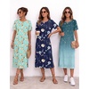 Ekouaer 3 Pack Long Nightgowns for Women Split Hem Sleepshirt(Navy Blue Floral/Cyan Vine/Light Green Floral)