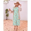 Ekouaer 3 Pack Long Nightgowns for Women Split Hem Sleepshirt(Navy Blue Floral/Cyan Vine/Light Green Floral)