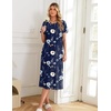 Ekouaer 3 Pack Long Nightgowns for Women Split Hem Sleepshirt(Navy Blue Floral/Cyan Vine/Light Green Floral)
