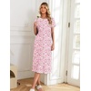 Ekouaer 3 Pack Long Nightgowns for Women Split Hem Sleepshirt(Pink Floral/Purple/Blue Pigeon)