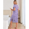 Ekouaer 3 Pack Long Nightgowns for Women Split Hem Sleepshirt(Pink Floral/Purple/Blue Pigeon)