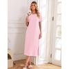 Ekouaer 3 Pack Long Nightgowns for Women Split Hem Sleepshirt(Pink/Wine Red/Blue Green)