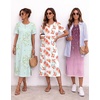 Ekouaer 3 Pack Long Nightgowns for Women Split Hem Sleepshirt(Red Floral/Purple Vine/Light Green Daisy)