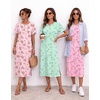 Ekouaer 3 Pack Long Nightgowns for Women Split Hem Sleepshirt(White Floral/Light Green Butterfly/Pink Butterfly)