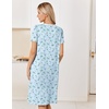 Ekouaer Nightgowns for Women Smocked Night Gown Short Sleeve Sleepshirts(Floral Blue)