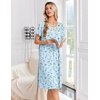 Ekouaer Nightgowns for Women Smocked Night Gown Short Sleeve Sleepshirts(Floral Blue)