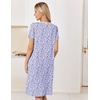 Ekouaer Nightgowns for Women Smocked Night Gown Short Sleeve Sleepshirts(Floral Purple)