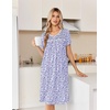 Ekouaer Nightgowns for Women Smocked Night Gown Short Sleeve Sleepshirts(Floral Purple)