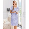Ekouaer Nightgowns for Women Smocked Night Gown Short Sleeve Sleepshirts(Floral Purple)