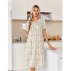 Ekouaer Nightgowns for Women Smocked Night Gown Short Sleeve Sleepshirts(Floral Yellow)