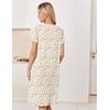 Ekouaer Nightgowns for Women Smocked Night Gown Short Sleeve Sleepshirts(Floral Yellow)
