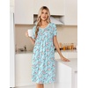 Ekouaer Nightgowns for Women Smocked Night Gown Short Sleeve Sleepshirts(Green Pink Floral)