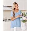 Ekouaer Nightgowns for Women Smocked Night Gown Short Sleeve Sleepshirts(Light Blue)