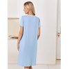 Ekouaer Nightgowns for Women Smocked Night Gown Short Sleeve Sleepshirts(Light Blue)