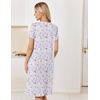 Ekouaer Nightgowns for Women Smocked Night Gown Short Sleeve Sleepshirts(Purple Blossom)
