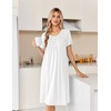Ekouaer Nightgowns for Women Smocked Night Gown Short Sleeve Sleepshirts(White)