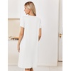 Ekouaer Nightgowns for Women Smocked Night Gown Short Sleeve Sleepshirts(White)