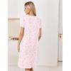Ekouaer Nightgowns for Women Smocked Night Gown Short Sleeve Sleepshirts(White Pink Floral)