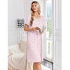 Ekouaer Nightgowns for Women Smocked Night Gown Short Sleeve Sleepshirts(White Pink Floral)