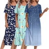 Ekouaer 3 Pack Long Nightgowns for Women Split Hem Sleepshirt(Blue Vine/Light Blue Floral/White Floral)