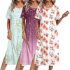 Ekouaer 3 Pack Long Nightgowns for Women Split Hem Sleepshirt(Red Floral/Purple Vine/Light Green Daisy)