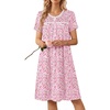 Ekouaer Nightgowns for Women Smocked Night Gown Short Sleeve Sleepshirts(Floral Pink)