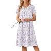 Ekouaer Nightgowns for Women Smocked Night Gown Short Sleeve Sleepshirts(Purple Blossom)