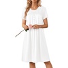 Ekouaer Nightgowns for Women Smocked Night Gown Short Sleeve Sleepshirts(White)