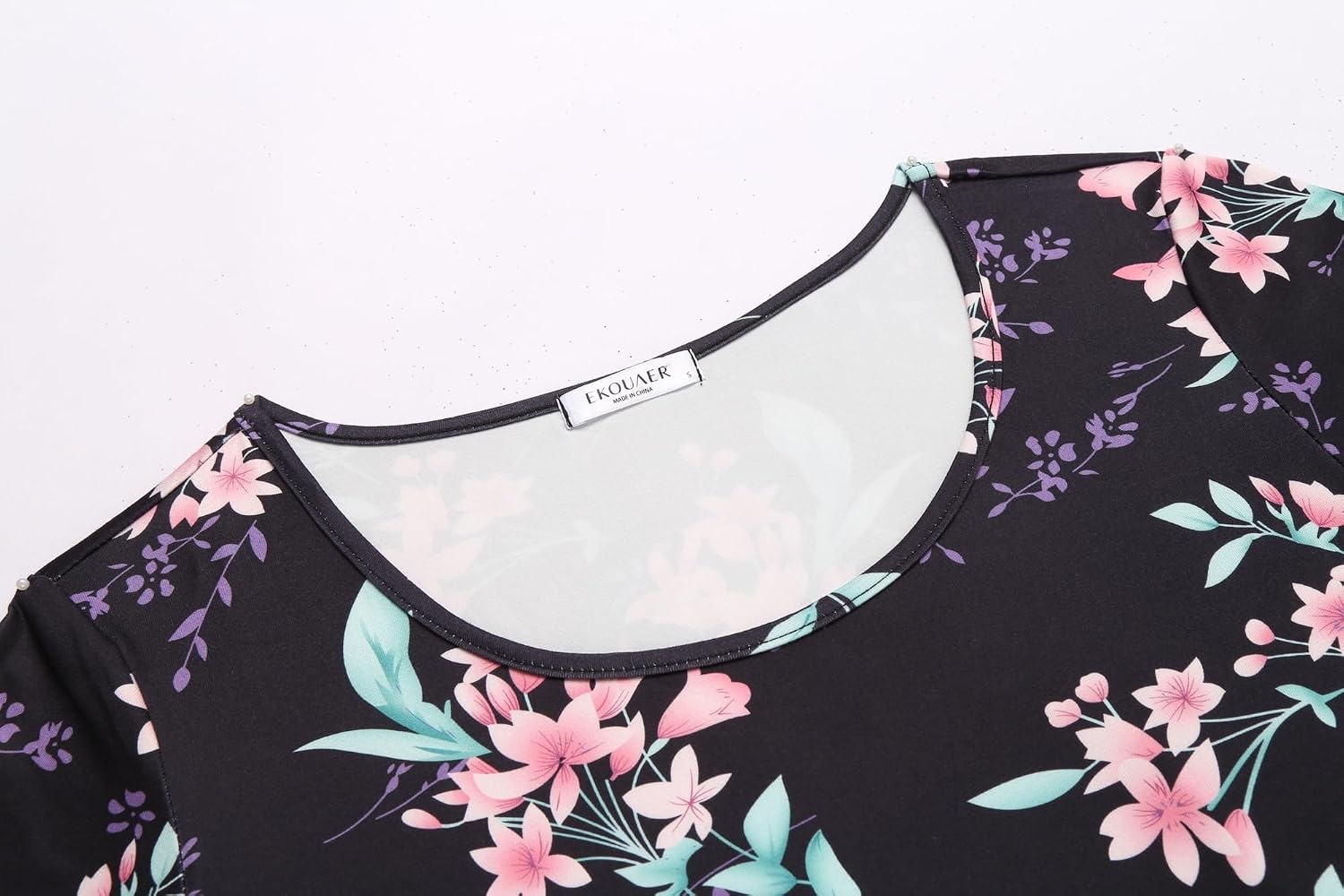 image:imageEkouaer 3 PCS Capri Pajamas for Women Set Short Sleeve Pajama Lounge SetsBlack Flowers