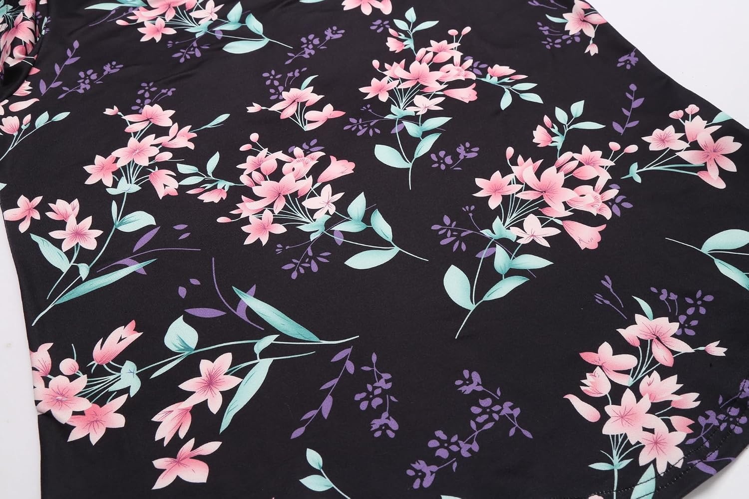image:imageEkouaer 3 PCS Capri Pajamas for Women Set Short Sleeve Pajama Lounge SetsBlack Flowers