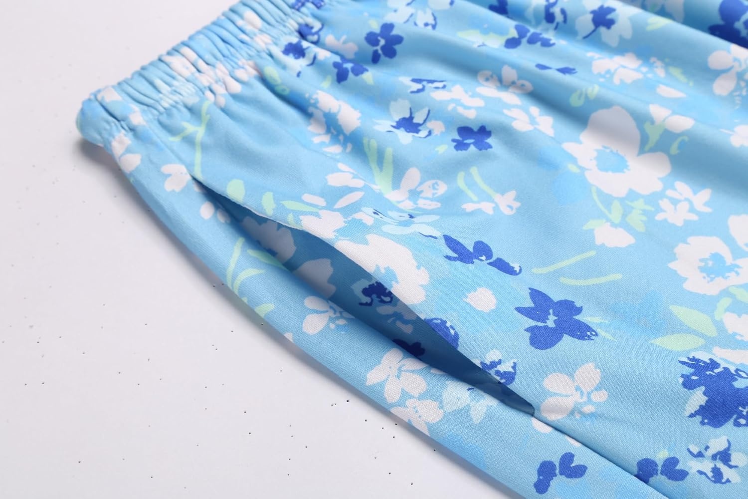 image:imageEkouaer 3 PCS Capri Pajamas for Women Set Short Sleeve Pajama Lounge SetsBlue Flowers