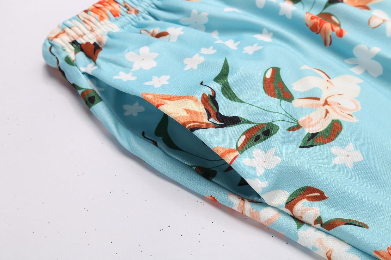 image:imageEkouaer 3 PCS Capri Pajamas for Women Set Short Sleeve Pajama Lounge SetsGreen Flowers