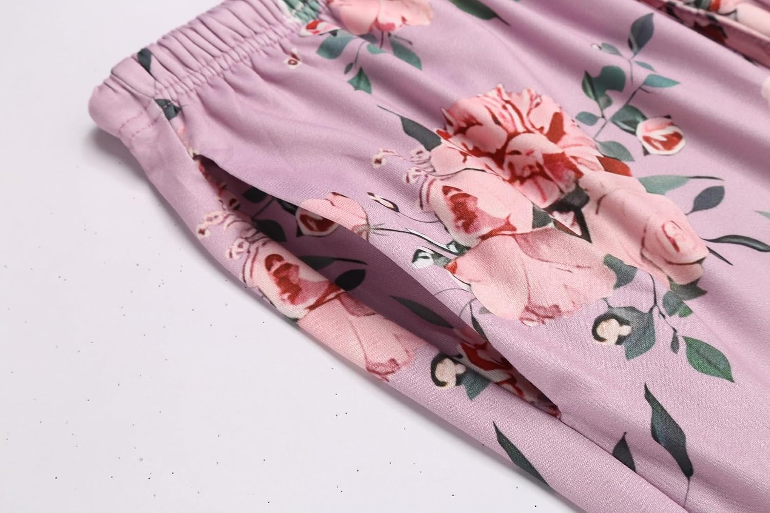 image:imageEkouaer 3 PCS Capri Pajamas for Women Set Short Sleeve Pajama Lounge SetsPink Flowers