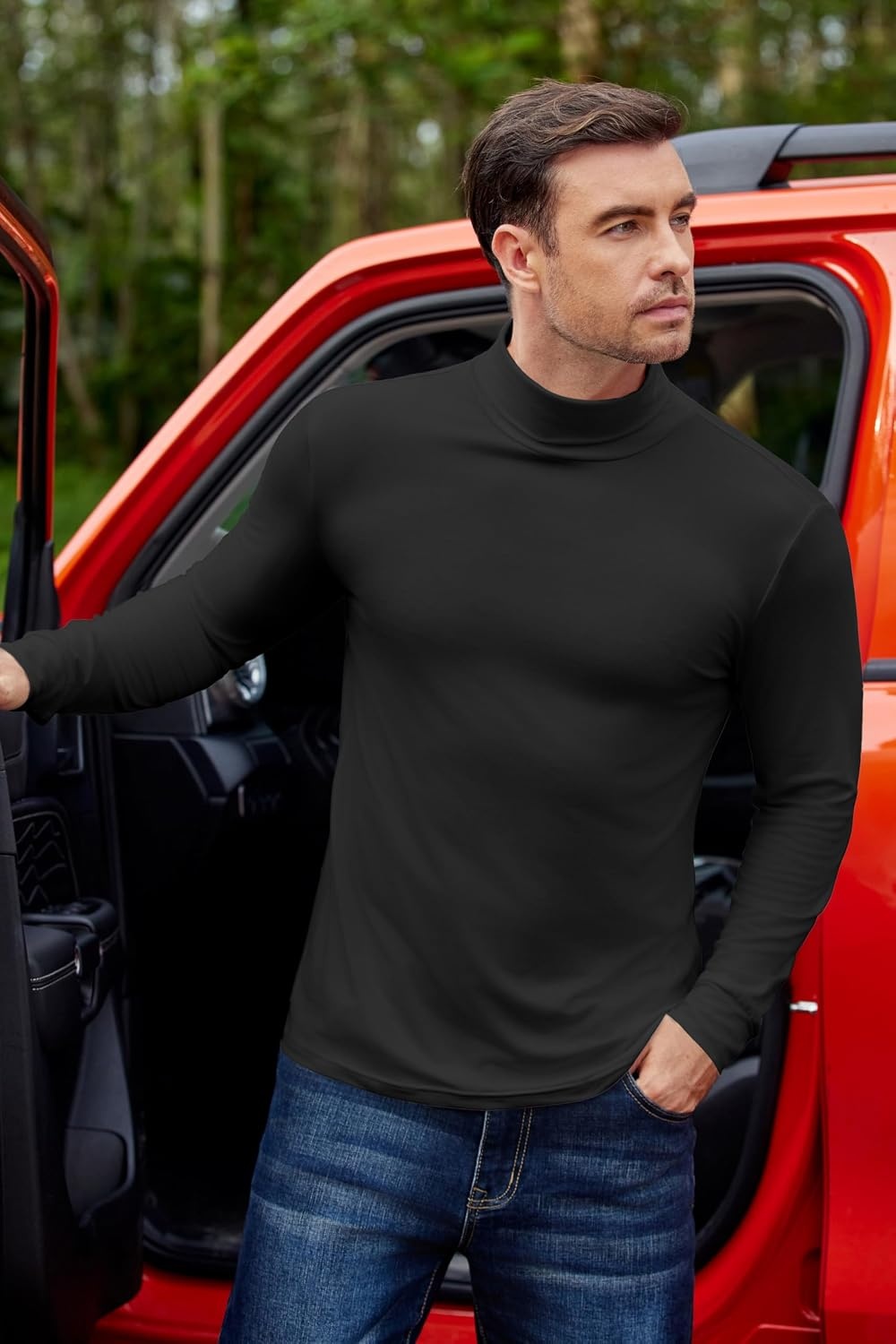 image:imageEkouaer 3 Packs Men Turtleneck Shirts Long Sleeve Thermal Tops Causal Lightweight Pullover SXXXL3pcs Black Burgundy Red Navy