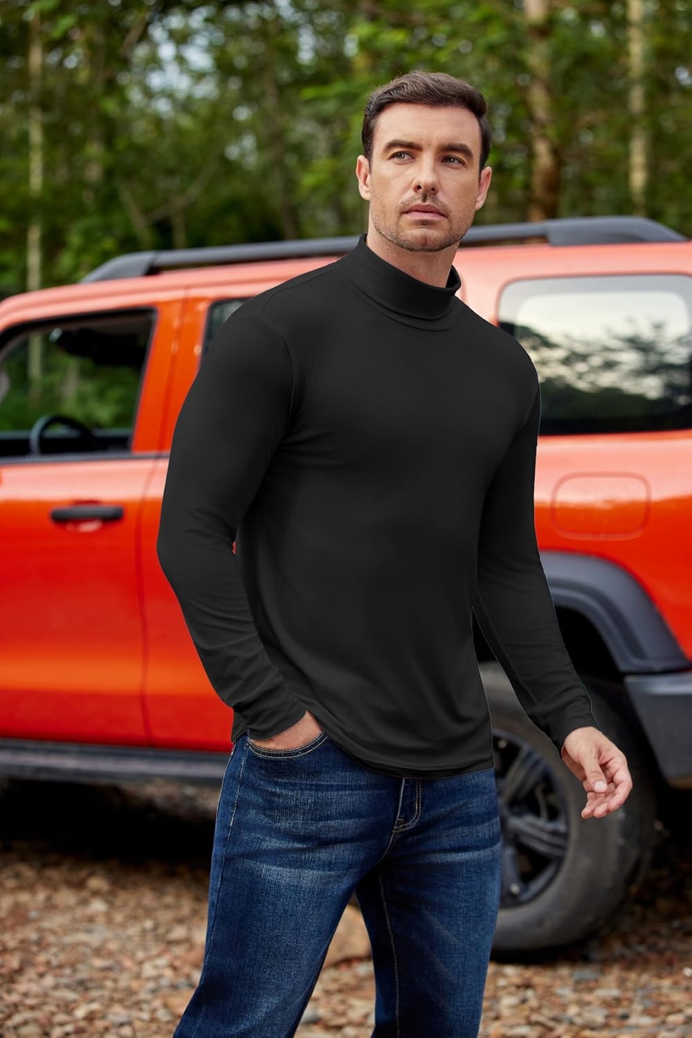 image:imageEkouaer 3 Packs Men Turtleneck Shirts Long Sleeve Thermal Tops Causal Lightweight Pullover SXXXL3pcs Black Burgundy Red Navy
