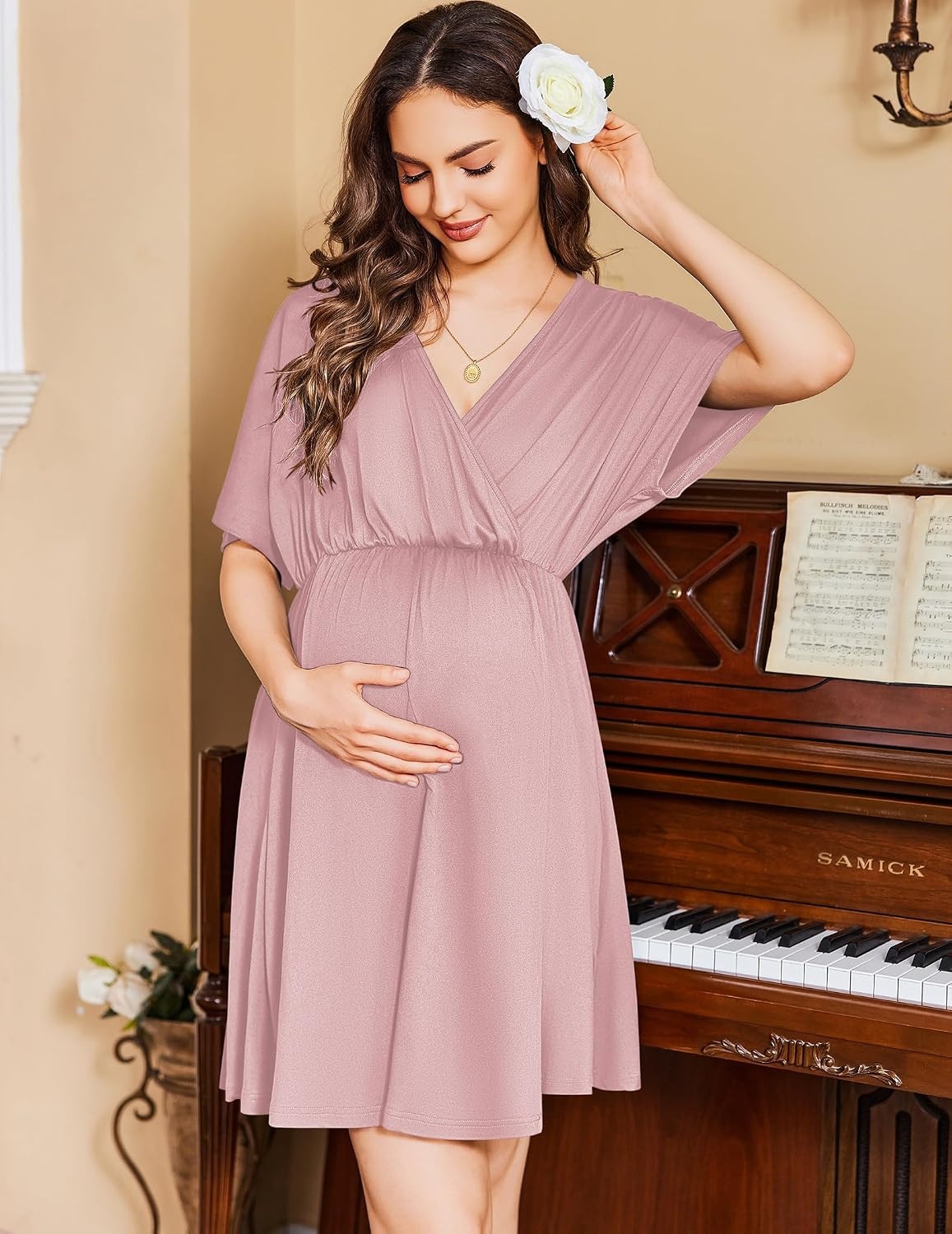 image:imageEkouaer Labor and Delivery Gown Nursing Nightgown Birthing Pajamas DressDusty Rose