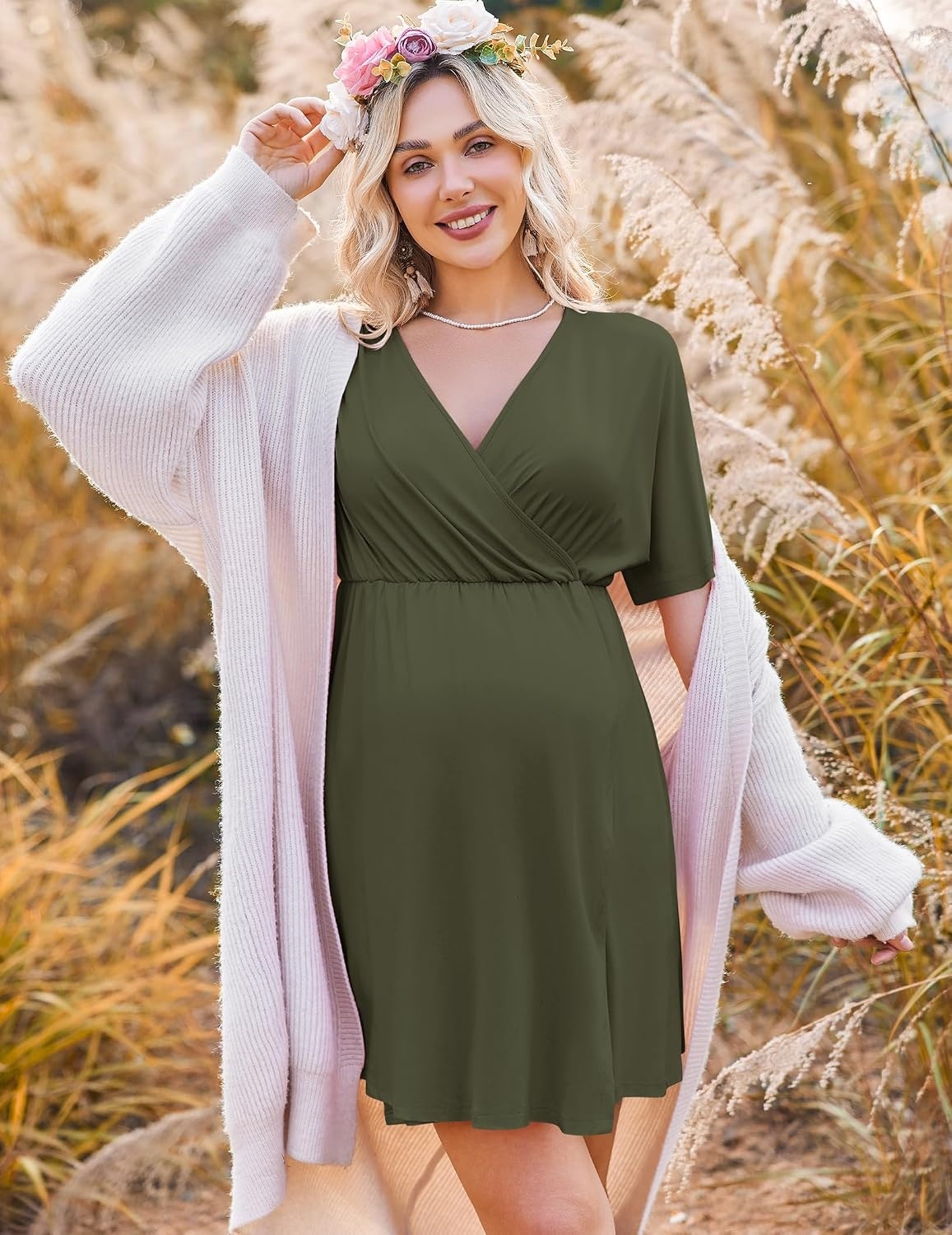 image:imageEkouaer Labor and Delivery Gown Nursing Nightgown Birthing Pajamas DressOlive Green