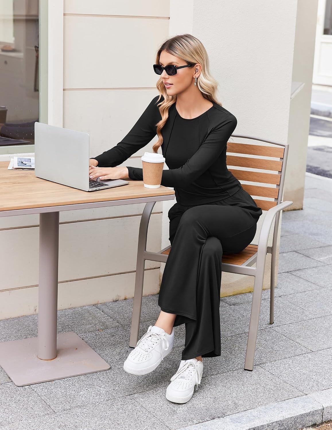 image:imageEkouaer Lounge Sets for Women 2 Piece Matching Outfits 2026Black
