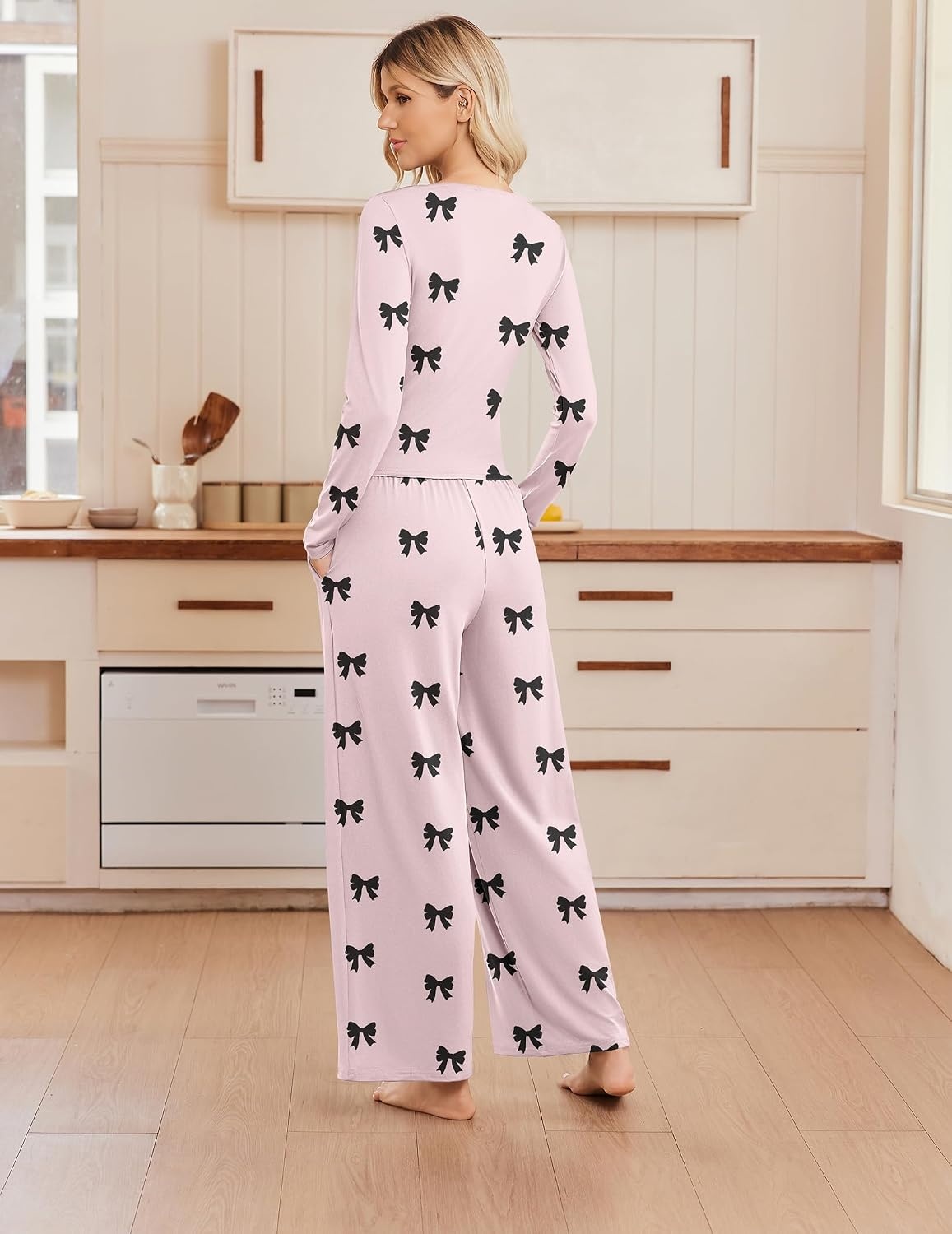 image:imageEkouaer Lounge Sets for Women 2 Piece Matching Outfits 2026PinkBlack Bow
