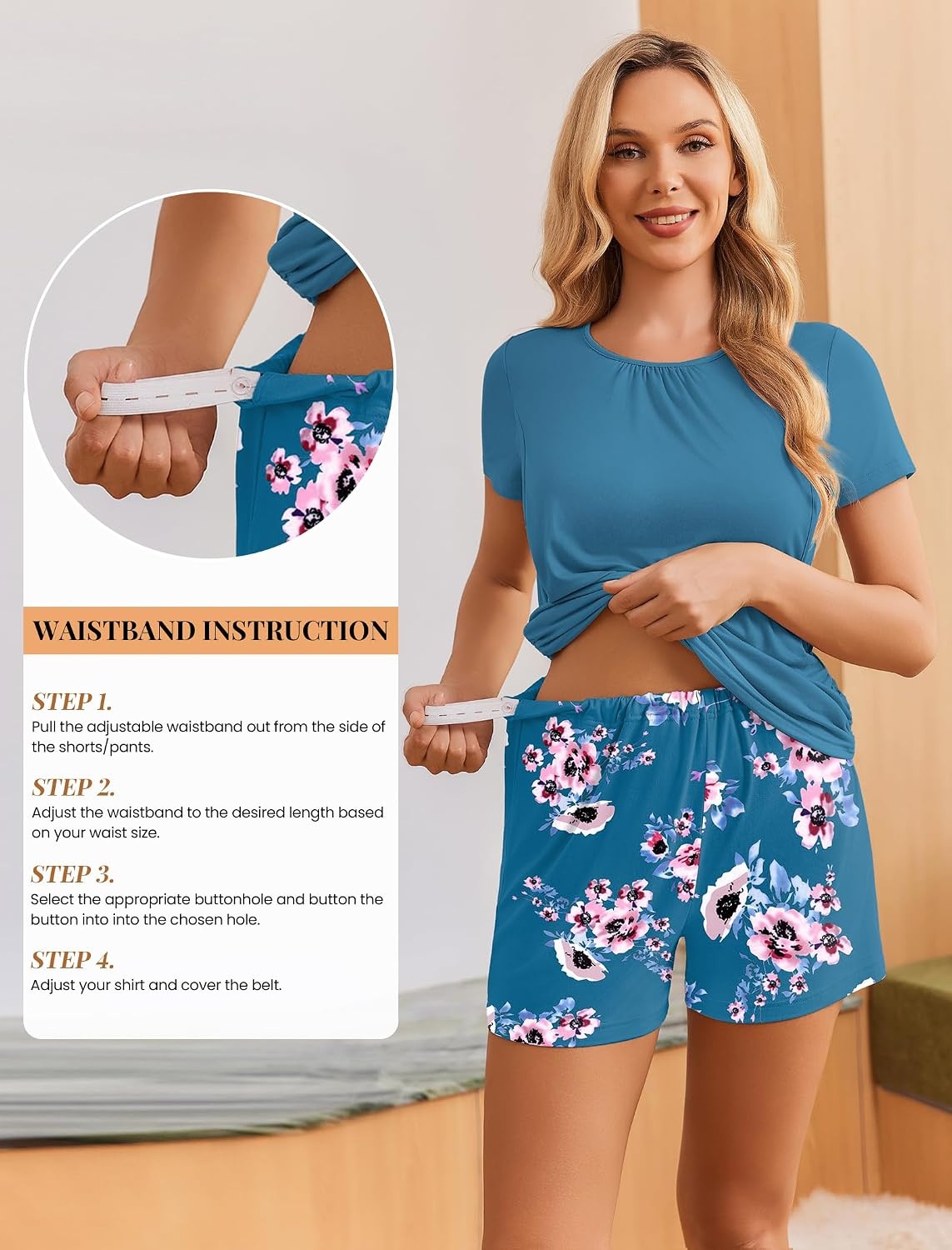 image:imageEkouaer Maternity Nursing Pajamas Set 3 Piece Postpartum Breastfeeding PjsFloral Teal