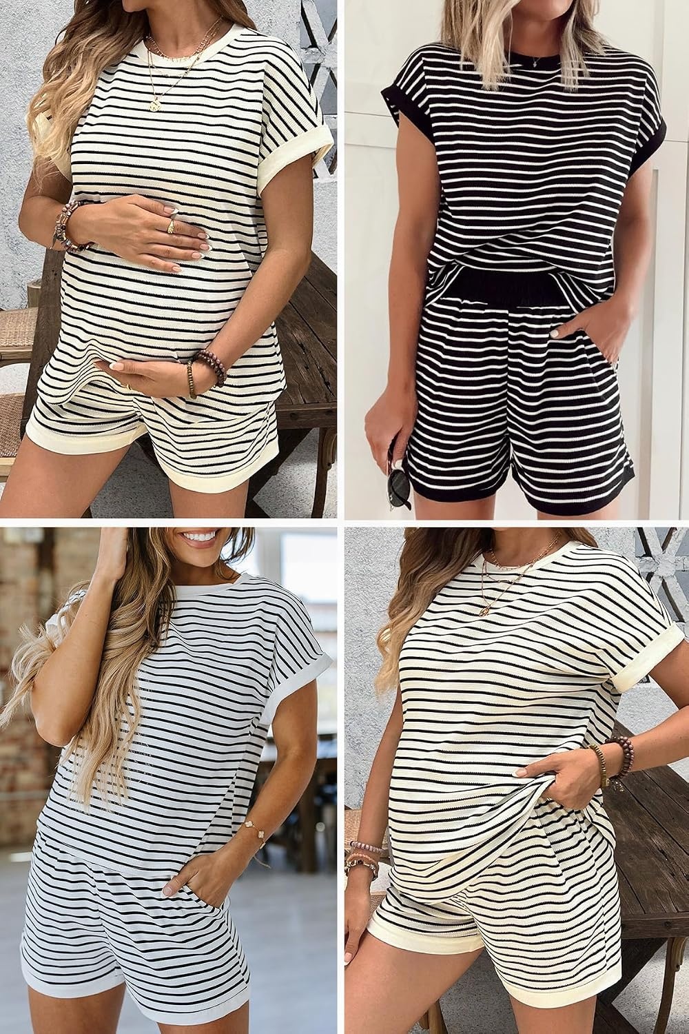 image:imageEkouaer Maternity Pajamas 2 Piece Outfits Waffle Knit Pregnancy SleepwearDark Grey