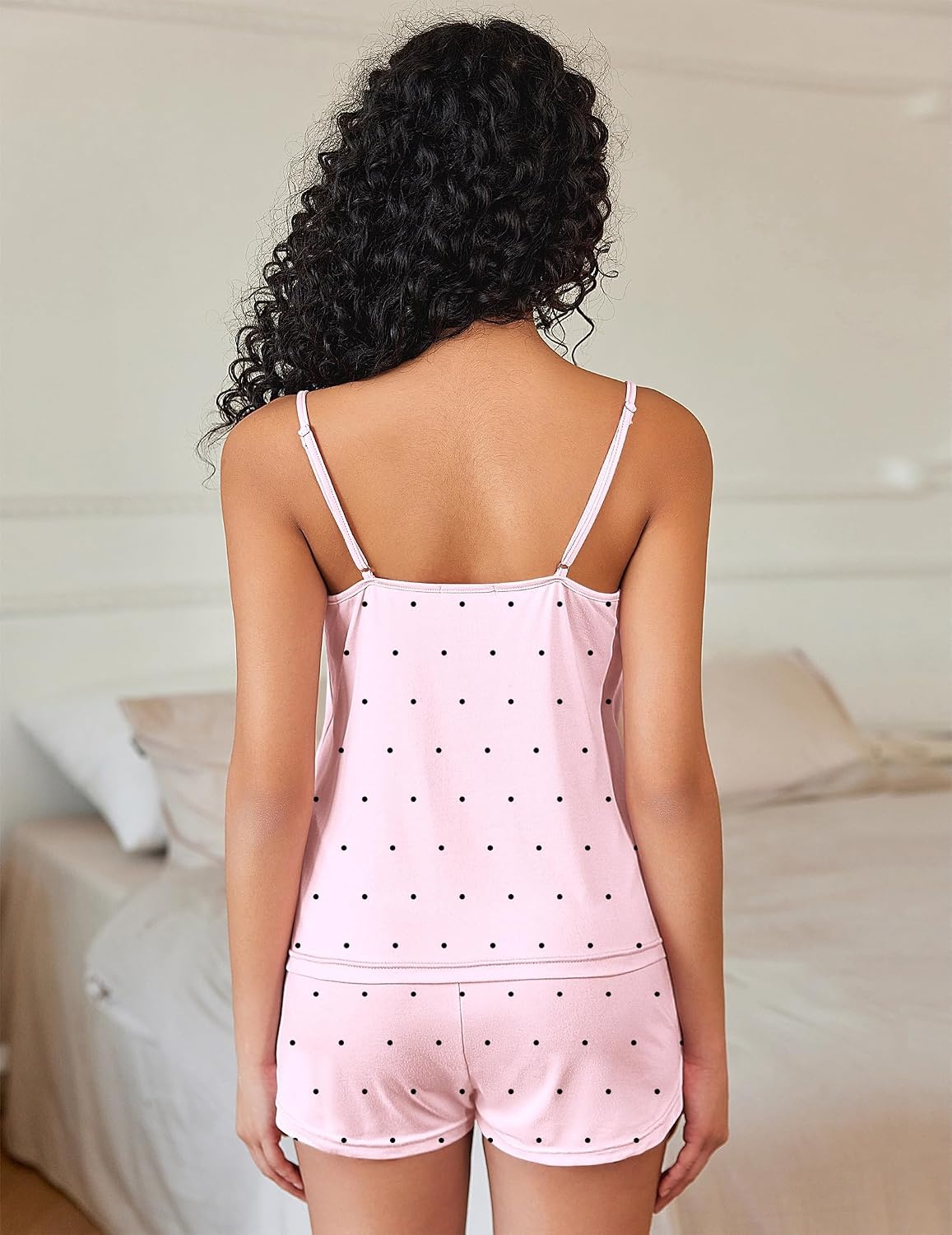 image:imageEkouaer Pajama Sets for Women Cute Printed Lace Cami Pj Shorts SetPink Piont