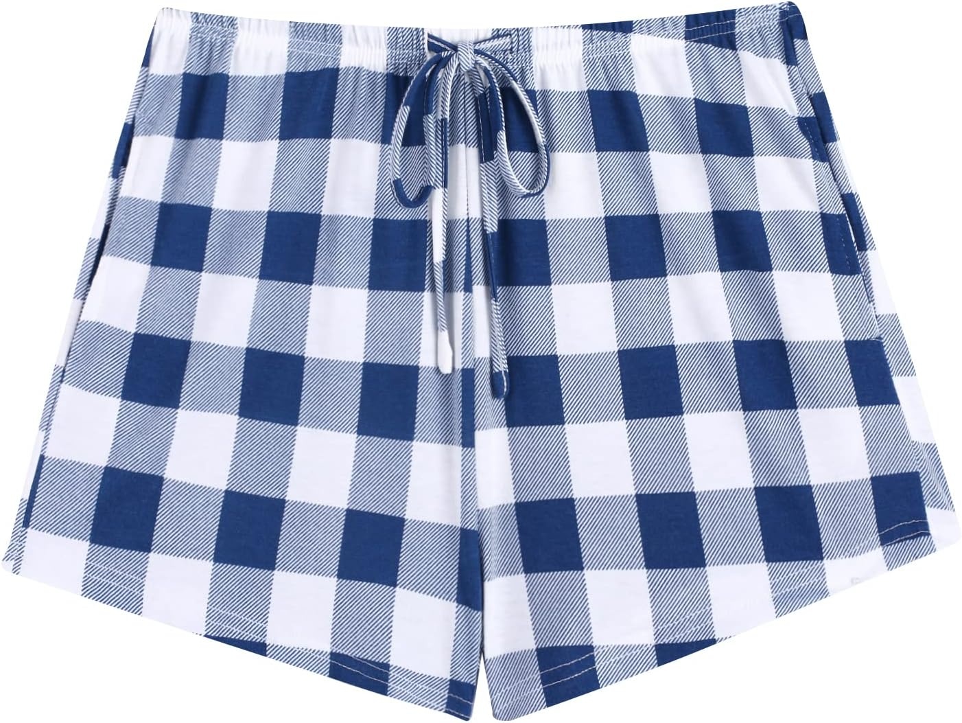 image:imageEkouaer Womens Pajama Shorts Soft Lounge Pj Bottoms Sleep Short with PocketBlue White Plaid