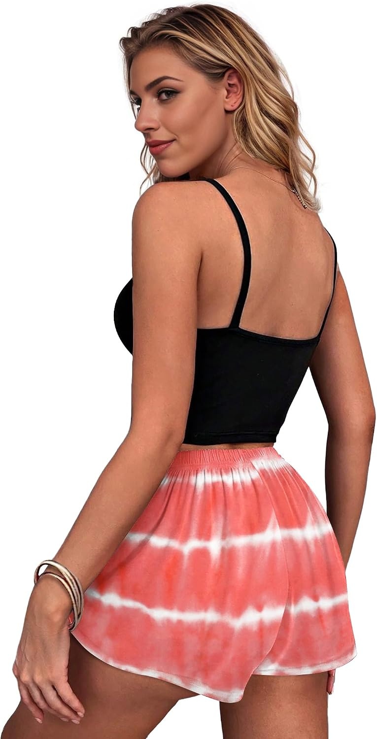 image:imageEkouaer Womens Pajama Shorts Soft Lounge Pj Bottoms Sleep Short with PocketPink Tiedye