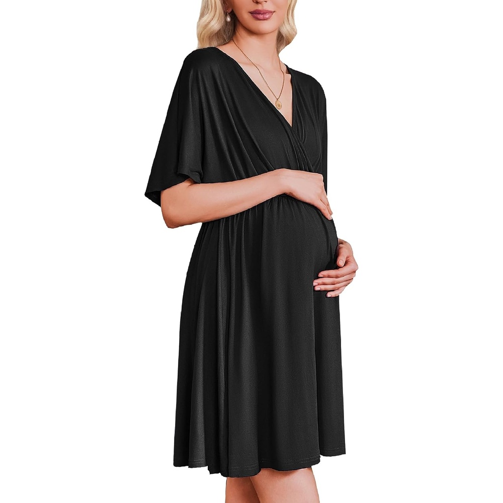 image:imageEkouaer Labor and Delivery Gown Nursing Nightgown Birthing Pajamas DressBlack