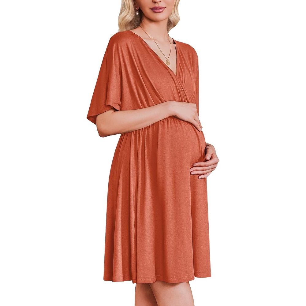 image:imageEkouaer Labor and Delivery Gown Nursing Nightgown Birthing Pajamas DressCaramel