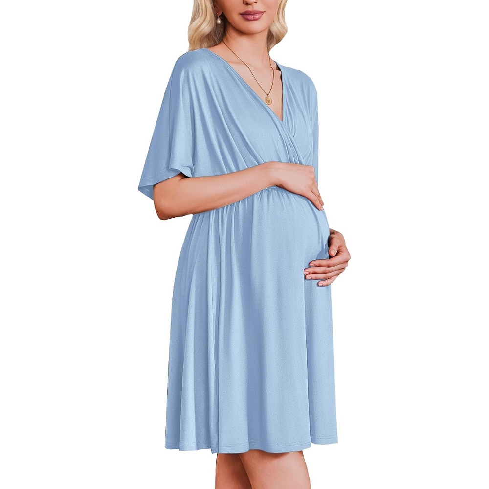 image:imageEkouaer Labor and Delivery Gown Nursing Nightgown Birthing Pajamas DressLight Blue