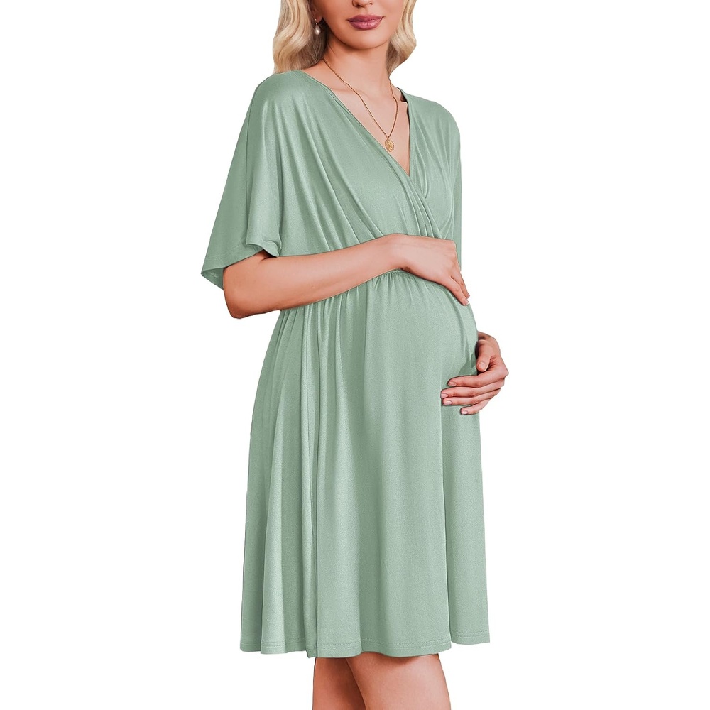 image:imageEkouaer Labor and Delivery Gown Nursing Nightgown Birthing Pajamas DressLight Green